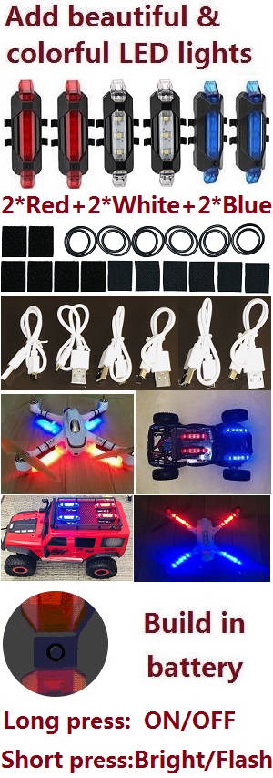 Wltoys XK K200 Add upgrade beautiful and colorful LED lights 6pcs/set (2*Red+2*White+2*Blue)